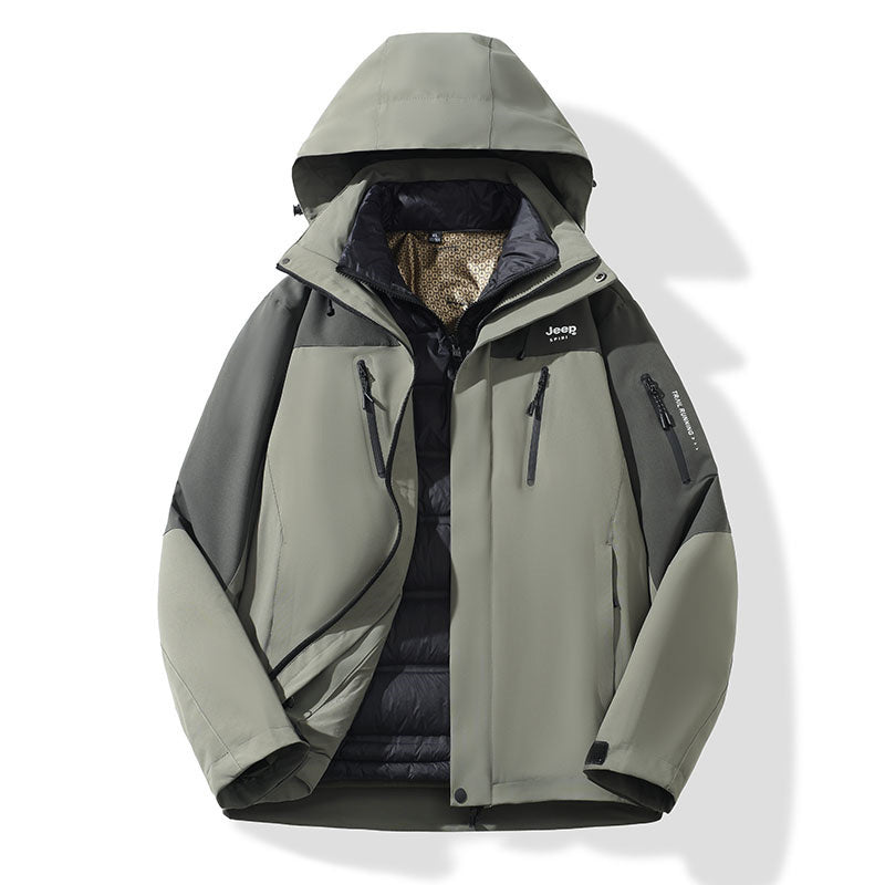 Casual and versatile men's wear - Little Jeep three-in-one Olive Autumn and Winter style