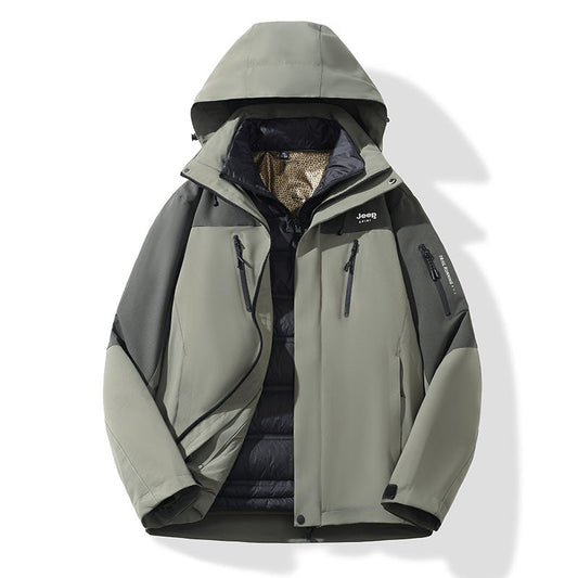 Casual and versatile men's wear - Little Jeep three-in-one Olive Autumn and Winter style